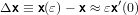 Δx ≡ x(ε) − x ≈ εx′(0)
