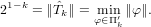 21− k = ∥ˆTk∥ = min ∥φ∥.
             φ∈Π′k
