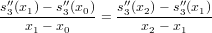 s′′3(x1)− s′3′(x0)   s′′3(x2)− s′3′(x1)
---x1 −-x0---=  ---x2 −-x1---

