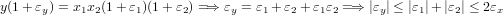 y(1+ εy) = x1x2(1 +ε1)(1+ ε2) =⇒ εy = ε1+ ε2 + ε1ε2 =⇒ |εy| ≤ |ε1|+|ε2| ≤ 2εx
