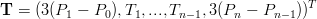                                           T
T = (3(P1 − P0 ),T1,...,Tn−1,3(Pn − Pn −1))
      