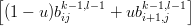[       k−1,l−1     k−1,l−1]
(1 − u)bij     + ubi+1,j