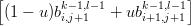 [       k− 1,l− 1    k− 1,l− 1]
 (1 − u )bi,j+1   + ubi+1,j+1