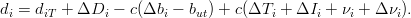 di = diT +  ΔDi −  c(Δbi − but) + c(ΔTi + ΔIi +  νi + Δ νi).
