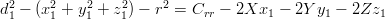 d21 − (x21 + y21 + z21) − r2 = Crr − 2Xx1 − 2Y y1 − 2Zz1
