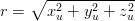     ∘ -------------
r =   x2u + y2u + z2u
